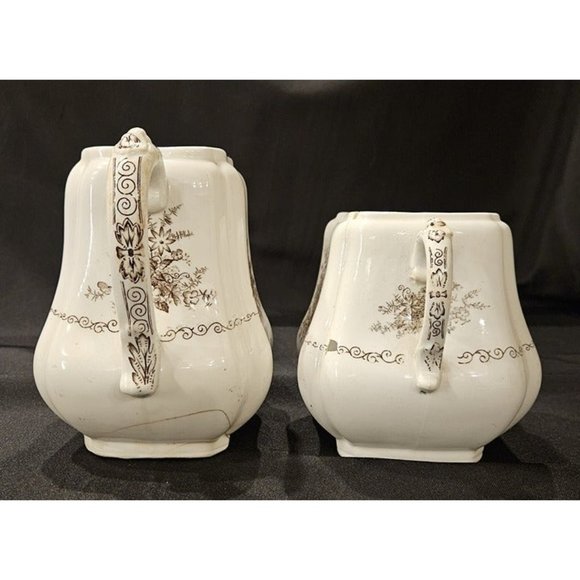 Semi-Porcelain Henry Alcock England Teapot Set -MAJOR REPAIRS BROKEN/CHIPS (9e3) - Picture 4 of 10